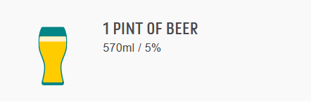 1 Pint of beer - 570ml / 5%