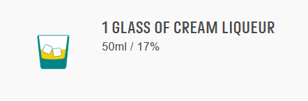1 Glass of cream licquer - 50ml / 17%