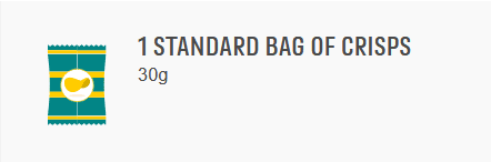 1 Standard bag of crisps - 30g